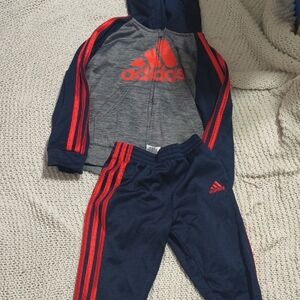 Adidas Kids Navy and Red Joggers